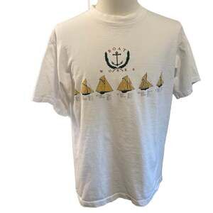 Vintage Boat Works Anchor Sailboat Graphic T-Shirt Single Stitch XL